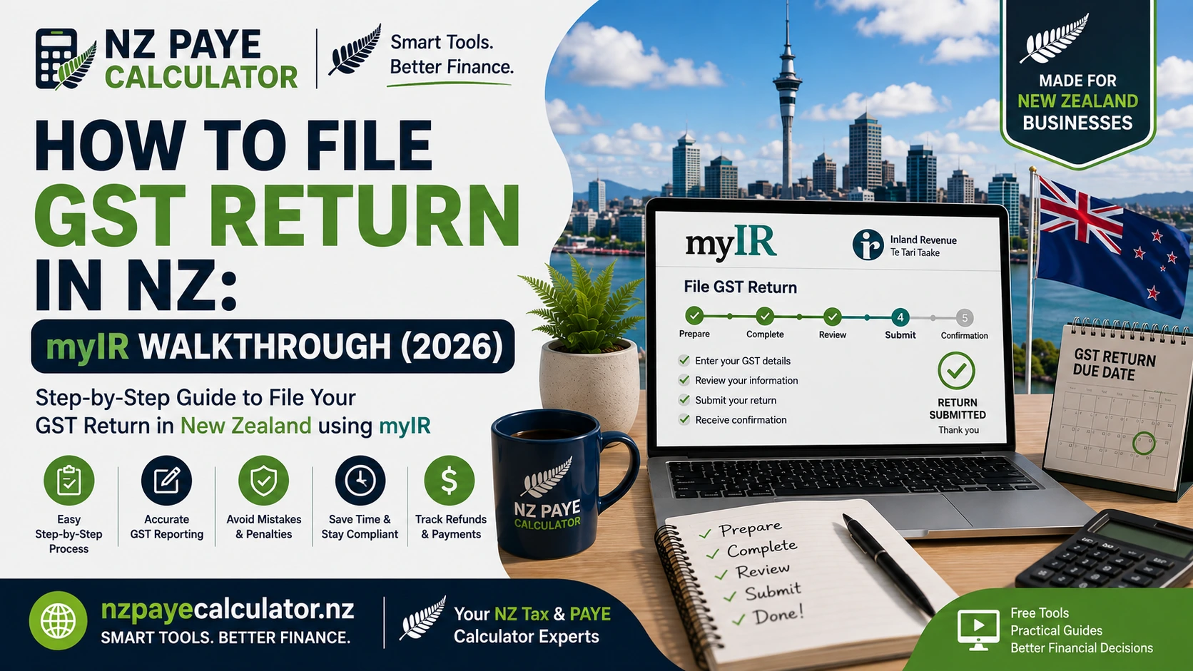 How to file GST return in NZ using myIR in 2026, with step-by-step GST filing instructions for New Zealand businesses