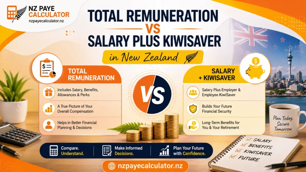 Total remuneration vs salary plus KiwiSaver in New Zealand – salary, benefits and KiwiSaver comparison