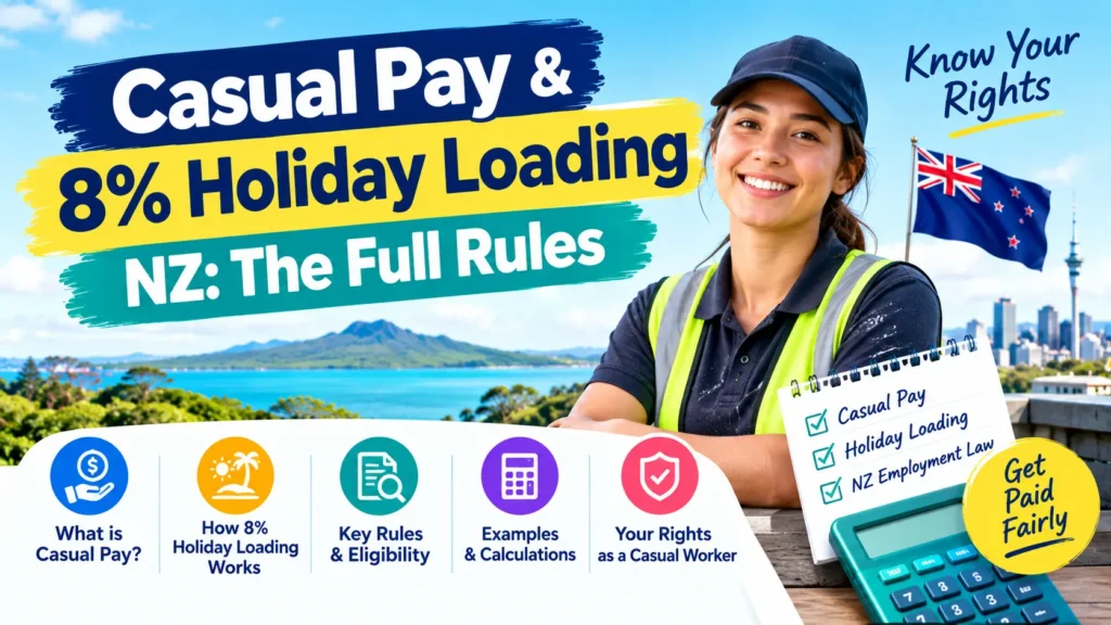 8% holiday pay loading in New Zealand, showing key rules, eligibility, calculations and employee rights