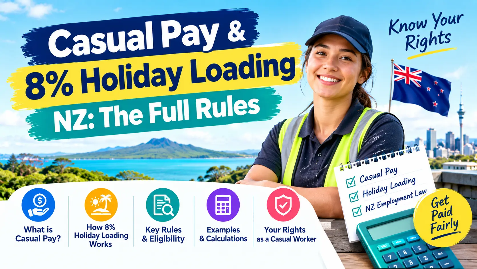8% holiday pay loading in New Zealand, showing key rules, eligibility, calculations and employee rights