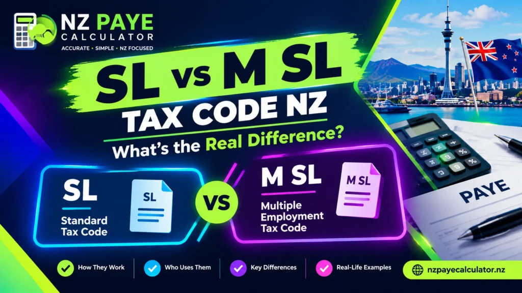 SL vs M SL tax code NZ comparison showing standard and multiple employment tax codes