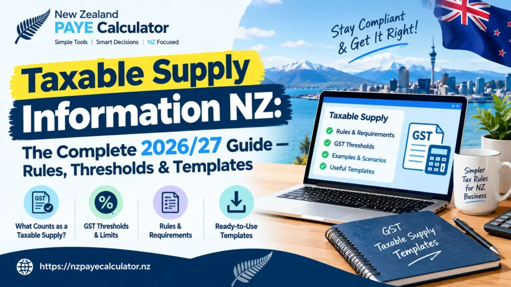 Taxable Supply Information NZ 2026/27 guide covering GST rules, thresholds and templates