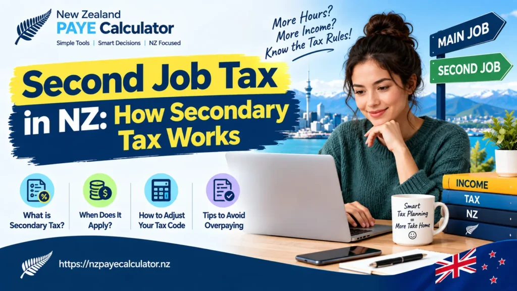 NZ second job tax guide showing how secondary income tax works, tax codes, and PAYE calculation in New Zealand